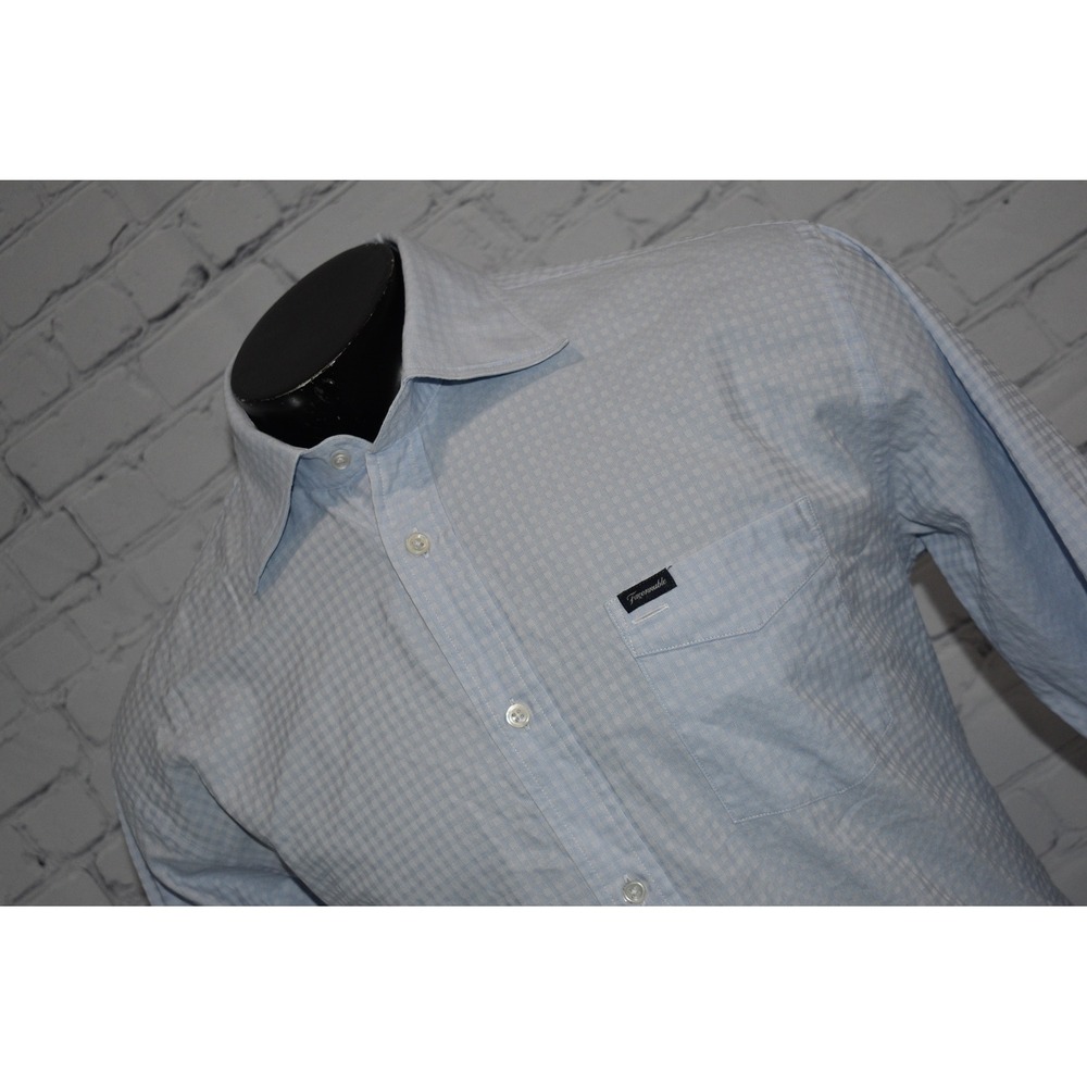 Faonnable Button Down Mens Large Light Blue Gingh… - image 1